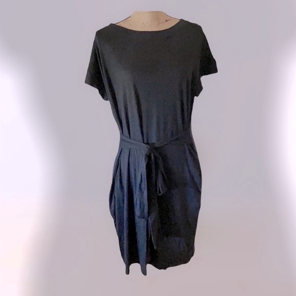 MEROKEETY Tie Front Black Dress Short Sleeve Large Casual Dark Lolita NWT Go… - Picture 3 of 7